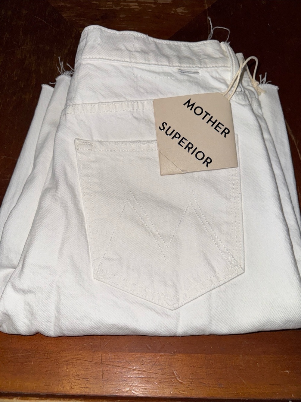 Mother Superior The Maven Bermuda Fray Jean Shorts Size 27 White Denim New - Picture 10 of 10